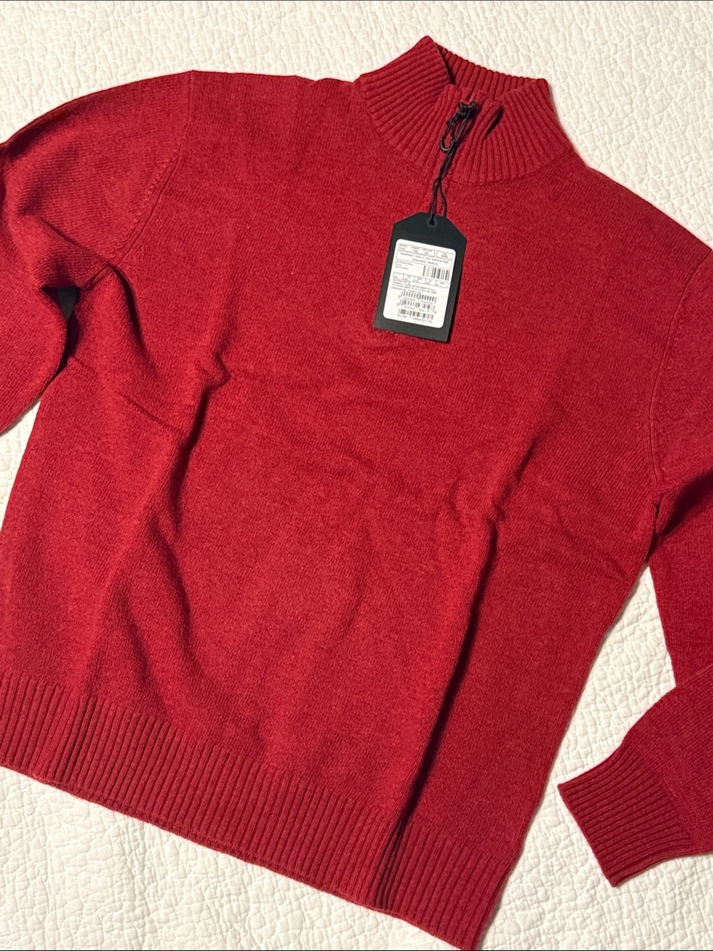 NWT Beretta Men's Red Wool Blend Zip-Neck Sweater XL